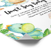 Schattigee dinosaurus Baby shower zeg geen Baby Poster (Hoek)