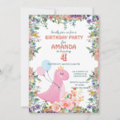 Schattigee dinosaurus ballon bloemenkinderen Verja Kaart (Voorkant)