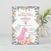 Schattigee dinosaurus ballon bloemenkinderen Verja Kaart (Staand voorkant)