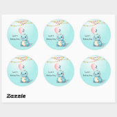 Schattigee Dinosaurus Ballonjongen Happy verjaarda Ronde Sticker (Vel)