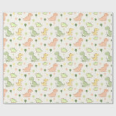 Schattigee Dinosaurus & Ballonpatroon Verjaardag Cadeaupapier (Vlak)