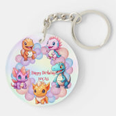 Schattigee dinosaurus Balloon School kinderen verj Sleutelhanger (Achterkant)