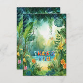 Schattigee dinosaurus bedankkaart (Voorkant / Achterkant)