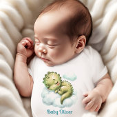 Schattigee Dinosaurus Blauw Groene Naam Monogram B Romper