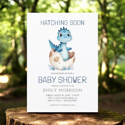 Schattigee Dinosaurus Blue Boy Hatching Soon Baby Kaart