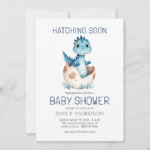 Schattigee Dinosaurus Blue Boy Hatching Soon Baby Kaart (Voorkant)