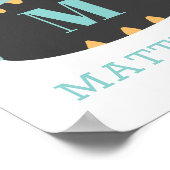 Schattigee dinosaurus. Blue Dino voor baby jongen  Poster (Hoek)