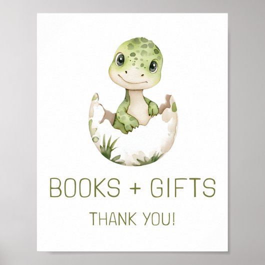 Schattigee Dinosaurus Boeken en Geschenken Baby sh Poster (Voorkant)