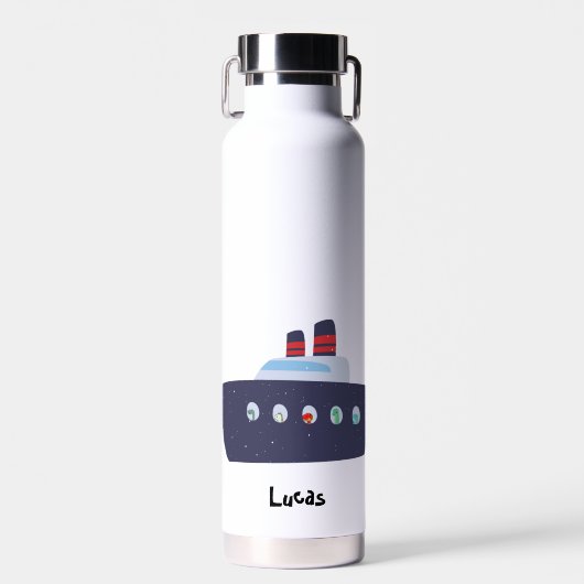 Schattigee dinosaurus bootschip Terug naar School Waterfles (Voorkant)