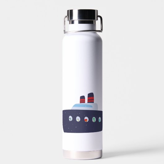 Schattigee dinosaurus bootschip Terug naar School  Waterfles (Achterkant)