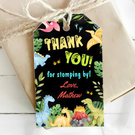 Schattigee Dinosaurus Boy eerste verjaardagsfeestj Cadeaulabel