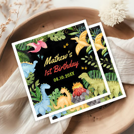 Schattigee Dinosaurus Boy eerste verjaardagsfeestj Servet