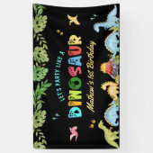 Schattigee Dinosaurus Boy eerste verjaardagsfeestj Spandoek (Verticaal)