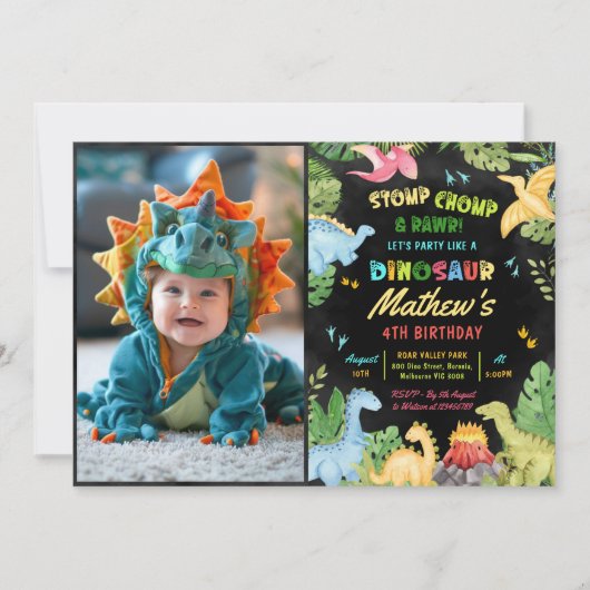 Schattigee Dinosaurus Boy Verjaardag Jurassic Dino Kaart (Voorkant)