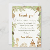 Schattigee Dinosaurus Boy Verjaardagsfeestje Dank  Kaart (Voorkant)