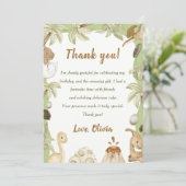 Schattigee Dinosaurus Boy Verjaardagsfeestje Dank  Kaart (Staand voorkant)