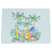 Schattigee Dinosaurus Boys Baby shower Gift Bag Large Cadeautasje (Voorkant)