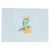 Schattigee Dinosaurus Boys Baby shower Gift Bag Large Cadeautasje (Achterkant)