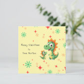 Schattigee Dinosaurus Brothers aangepaste foto Ker Feestdagenkaart (Staand voorkant)