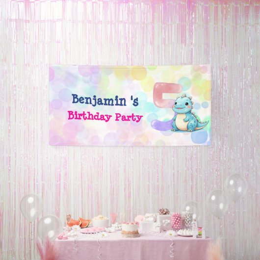 Schattigee dinosaurus brullen Boy 5e verjaardagsfe Spandoek (Feest)