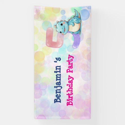 Schattigee dinosaurus brullen Boy 5e verjaardagsfe Spandoek (Verticaal)