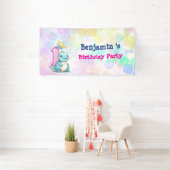 Schattigee dinosaurus brullen Boy eerste verjaarda Spandoek (Insitu)