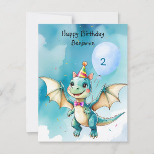 Schattigee dinosaurus brullen Boy Happy verjaardag Briefkaart