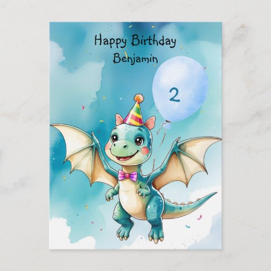 Schattigee dinosaurus brullen Boy Happy verjaardag Briefkaart (Voorkant)