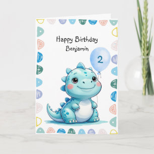 Schattigee dinosaurus brullen Boy Happy verjaardag Kaart