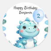 Schattigee dinosaurus brullen Boy Happy verjaardag Ronde Sticker (Voorkant)