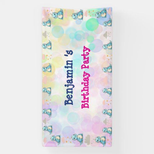 Schattigee dinosaurus brullen Boy Happy verjaardag Spandoek (Verticaal)