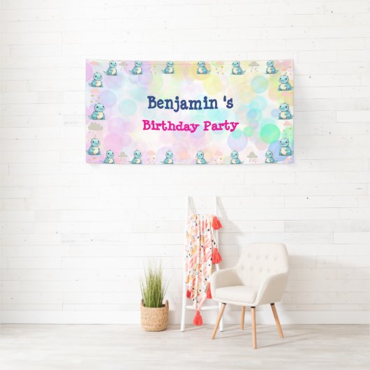 Schattigee dinosaurus brullen Boy Happy verjaardag Spandoek (Insitu)