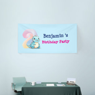 Schattigee dinosaurus brullen Boy tweede verjaarda Spandoek