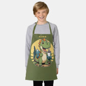 Schattigee dinosaurus buiten chef-kok aangepaste n schort (Gedragen)