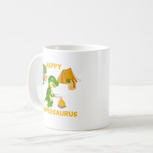 Schattigee Dinosaurus Camper - Happy Campersaurus Koffiemok (Voorkant links)