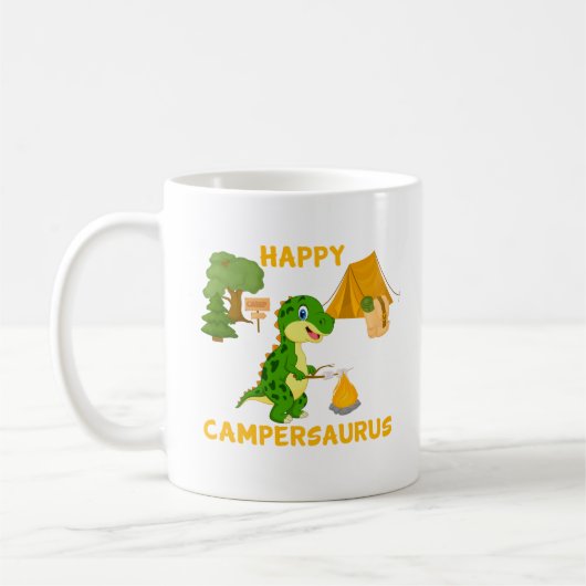 Schattigee Dinosaurus Camper - Happy Campersaurus Koffiemok (Links)