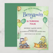 Schattigee dinosaurus constructie vrachtwagenballo (Voorkant / Achterkant)