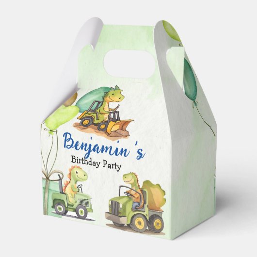 Schattigee dinosaurus constructie vrachtwagenballo bedankdoosjes (Achterkant)