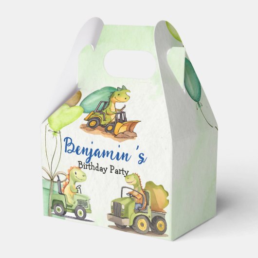 Schattigee dinosaurus constructie vrachtwagenballo bedankdoosjes (Voorkant Zijde)