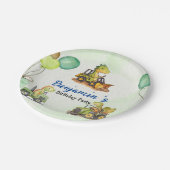 Schattigee dinosaurus constructie vrachtwagenballo papieren bordje (Gekanteld)