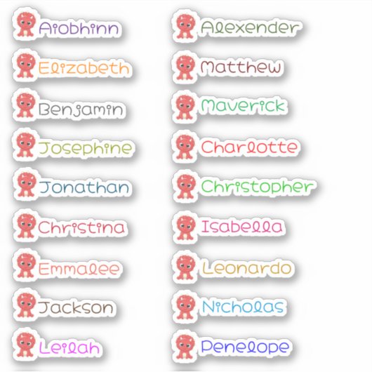 Schattigee Dinosaurus Custom Meerdere Namen Sticke Sticker (Voorkant)