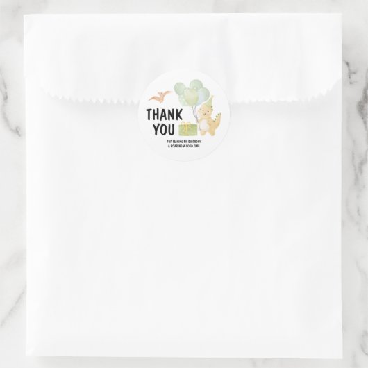Schattigee Dinosaurus Dank U Verjaardag Sticker (Tas)