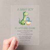 Schattigee dinosaurus die snel uitkomt Baby Boy Sh Acryl Uitnodigingen (Insitu (Draagbaar))