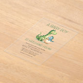 Schattigee dinosaurus die snel uitkomt Baby Boy Sh Acryl Uitnodigingen (Laagn)