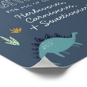 Schattigee dinosaurus dino beet voedsel tafel teke poster (Hoek)