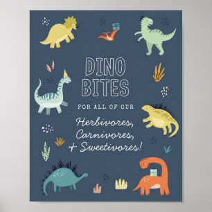 Schattigee dinosaurus dino beet voedsel tafel teke poster