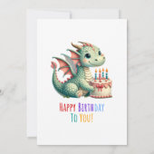 Schattigee dinosaurus dino- mijt verjaardagsfeestj bedankkaart (Achterkant)