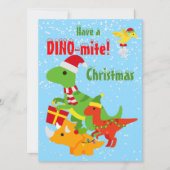 Schattigee dinosaurus dino-mite kerstflat kaart (Voorkant)