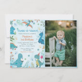 Schattigee Dinosaurus Drie-A-Saurus 3e Verjaardag Kaart (Voorkant)