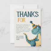 Schattigee Dinosaurus Drie Rex 3e Verjaardagsfeest Bedankkaart (Voorkant)